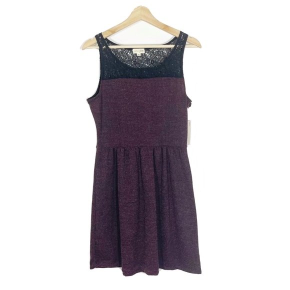 NWT Maison Jules Isle Of Sky Knit Dress Sleeveless Burgundy Black Sz M - Picture 1 of 12
